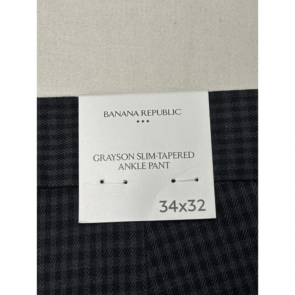 NWT Banana Republic Grayson Slim Tapered Ankle Pants Mens 34x29 Grey Houndstooth